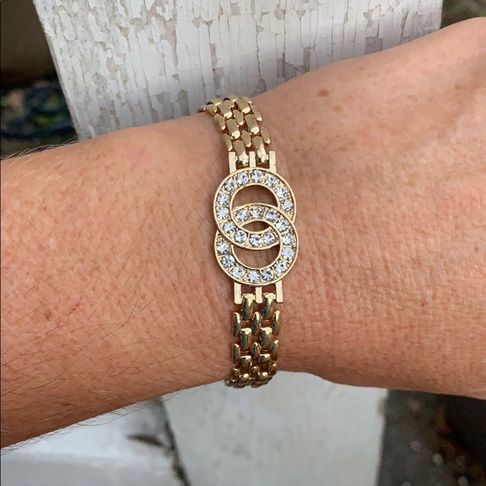 BMNY 14k Gold Plated Panther Link Bracelet with CZ